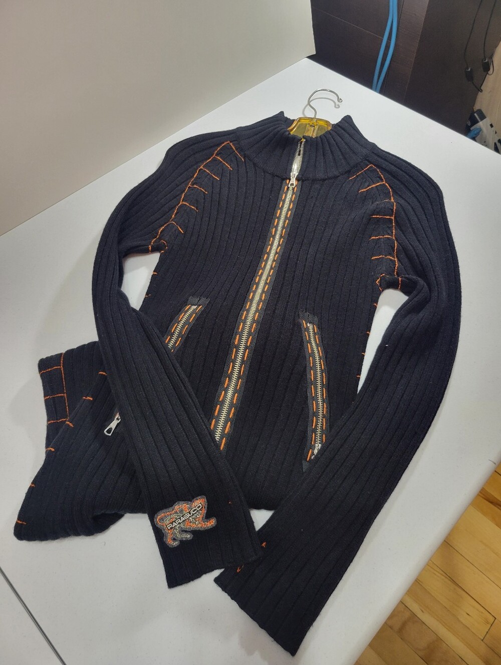 Vintage Y2K Parasuco ribbed knit zip-up dress - Medium